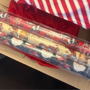 Holiday Santa & Vintage Car Wrapping Paper Rolls – Red, Gold, Black